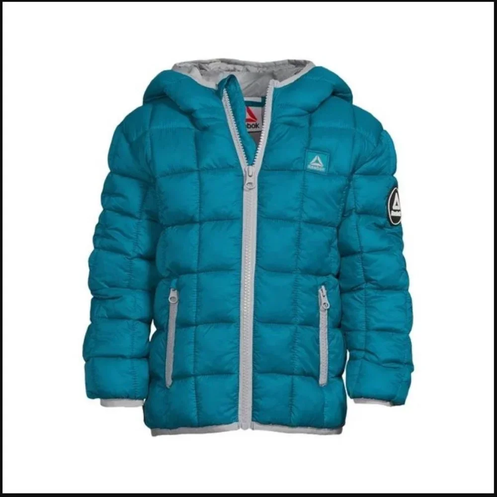 Reebok 18M Teal Blue Puffer Jacket Zipper 18 months NEW Easter Basket Gift NWT B